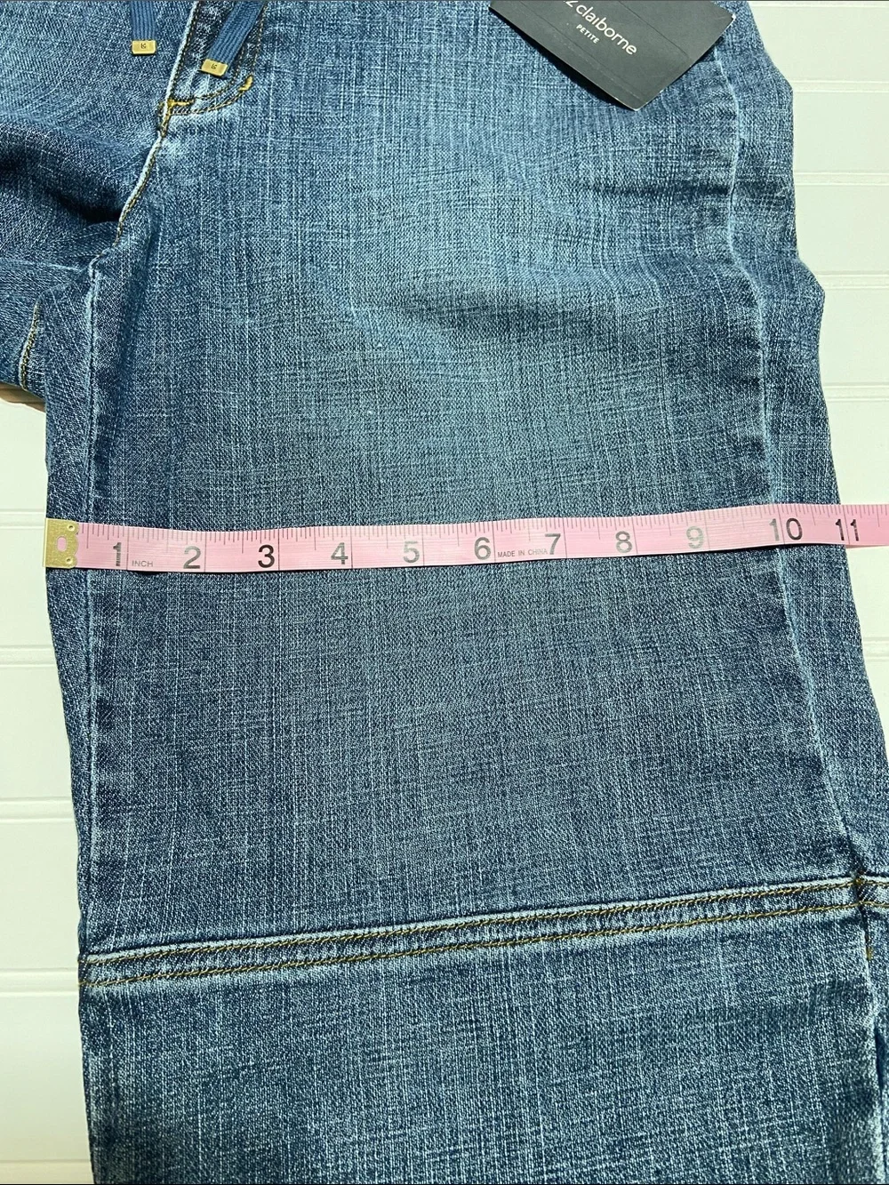 NWT Y2K Straight Leg Denim Capri Size 10P Drawstring Zip/Button Pockets Utility